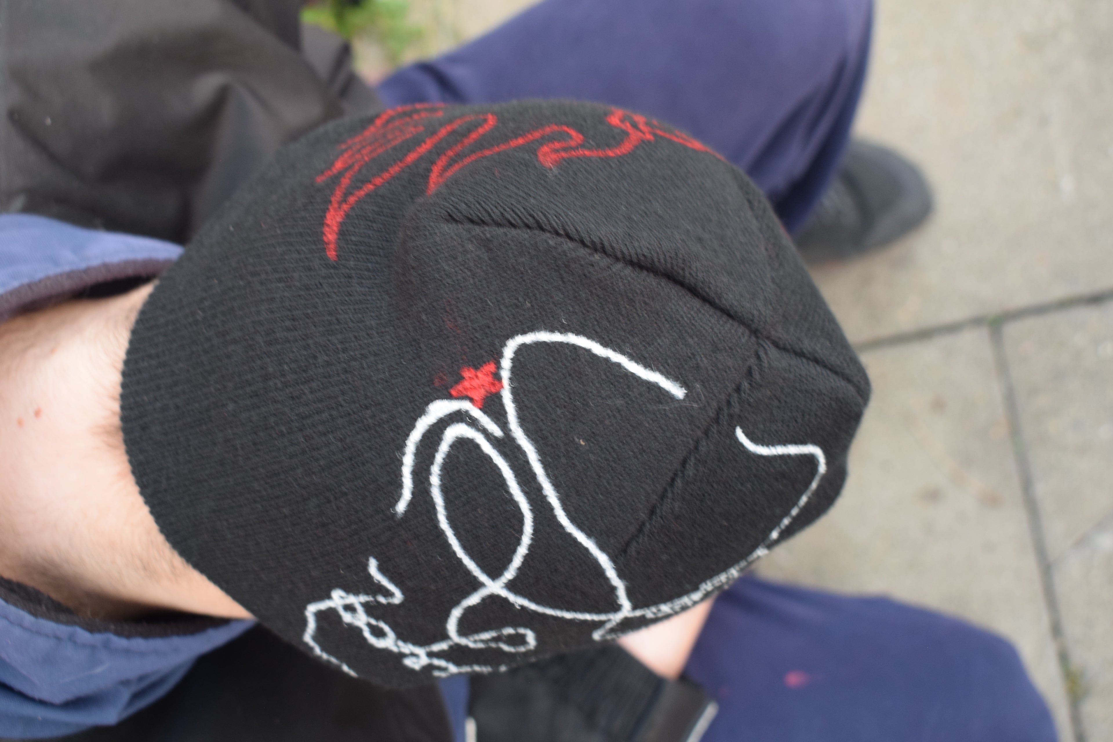 Skull line drawing Beanie