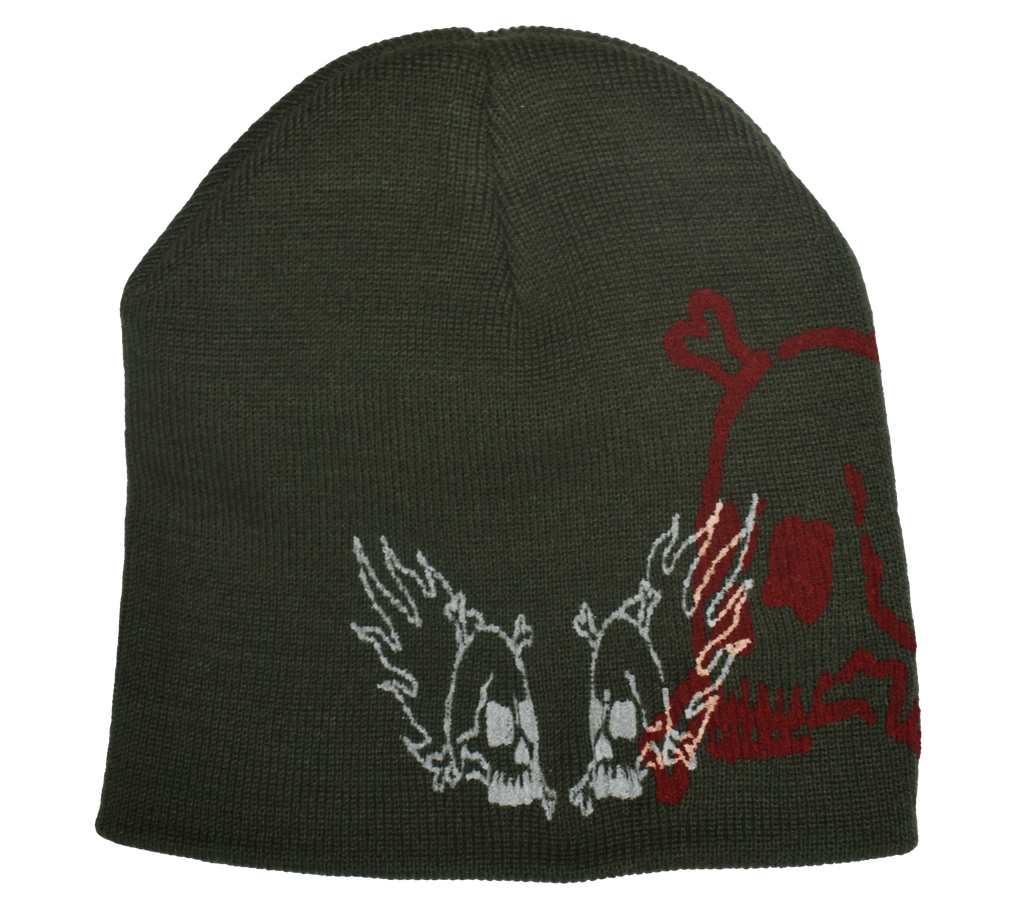 Skulls Beanie (Olive)