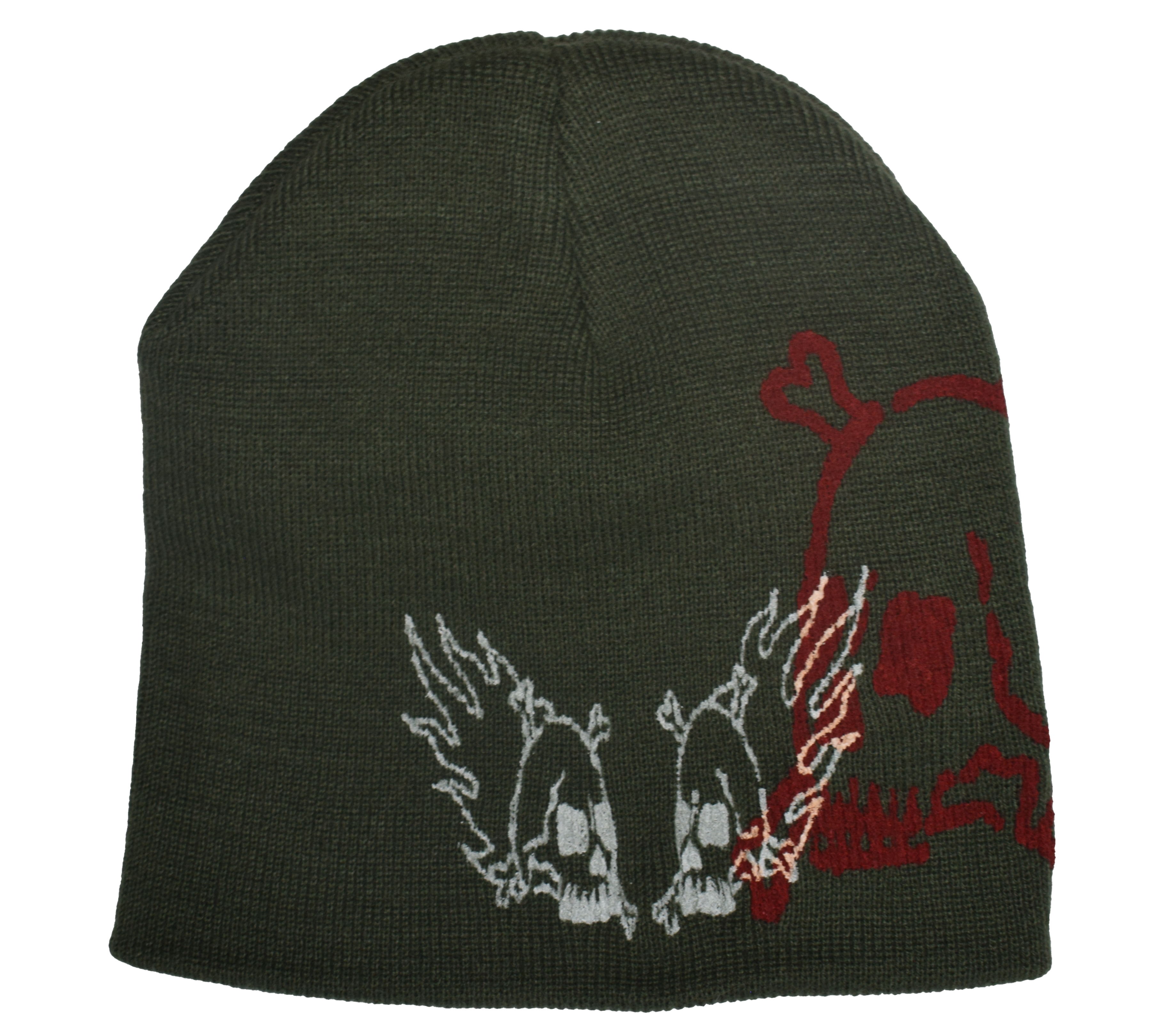 Skulls Beanie (Olive)